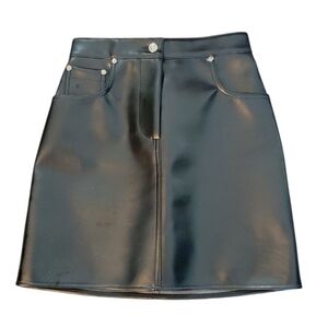 MSGM Milano Black Leather Mini Skirt High Waisted NWOT Size Small